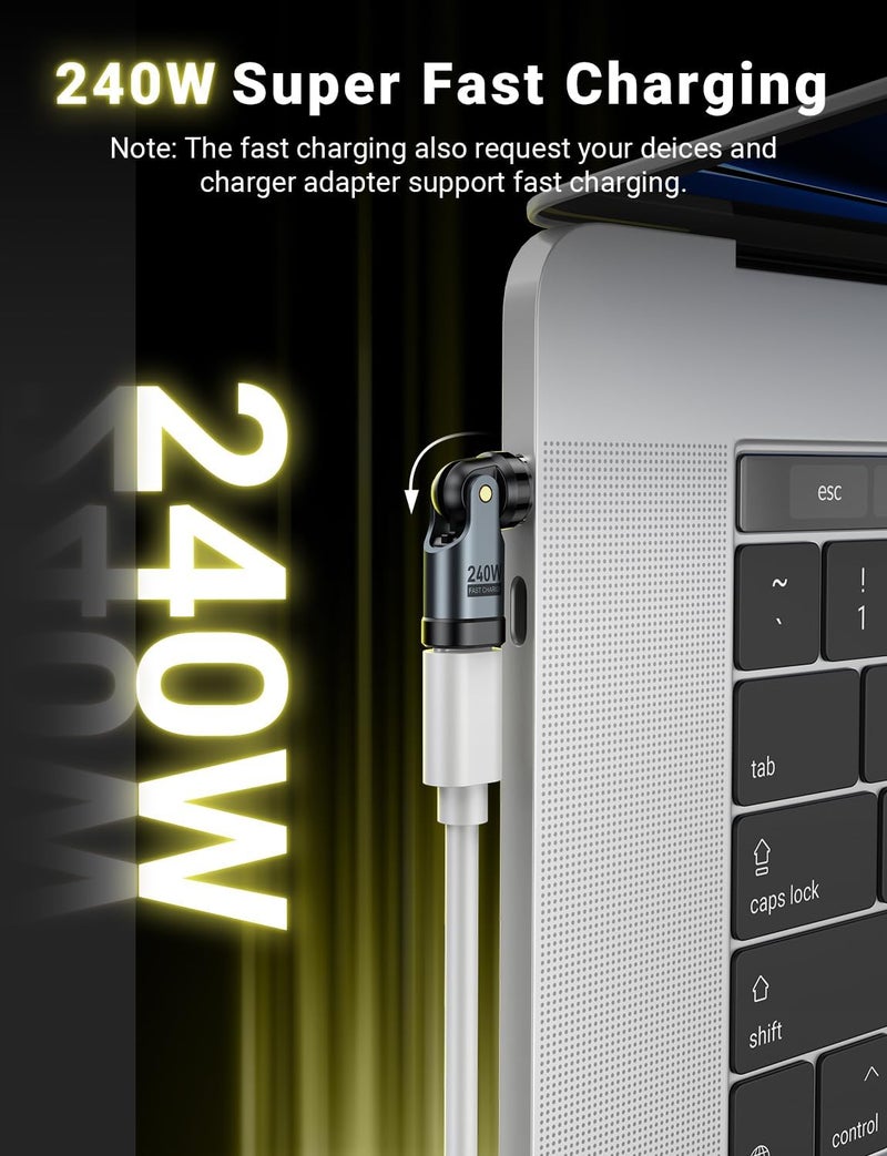 AS 240W USB C Magnetic Adapter (3Pack), Gen3 USB C 90 Degree Adapter/C Right Angle Adapter/180 Degree USBC Adapters/USBC to USBC Adapters for Phone 16/15, Ma-Book Pro/Pad Series, Samsung - Image 3